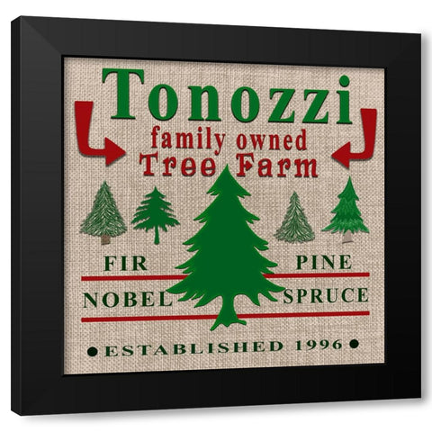 Personalized Christmas Sign V9 Black Modern Wood Framed Art Print by LightBoxJournal