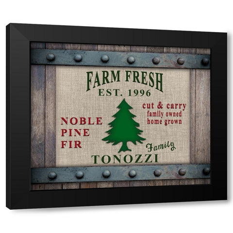Personalized Christmas Sign V10 Black Modern Wood Framed Art Print with Double Matting by LightBoxJournal