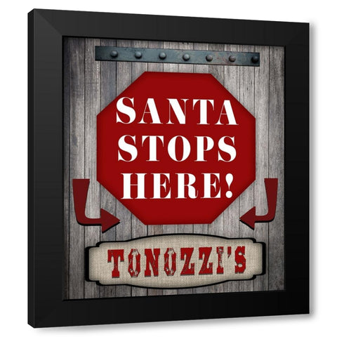 Personalized Christmas Sign V16 Black Modern Wood Framed Art Print with Double Matting by LightBoxJournal