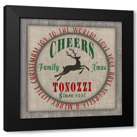 Personalized Christmas Sign V18 Black Modern Wood Framed Art Print with Double Matting by LightBoxJournal