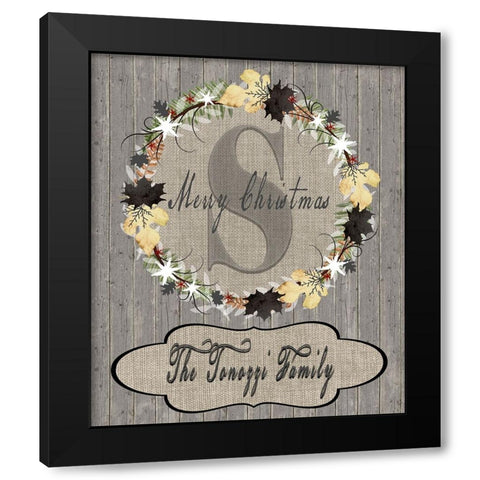 Personalized Christmas Sign V19 Black Modern Wood Framed Art Print by LightBoxJournal