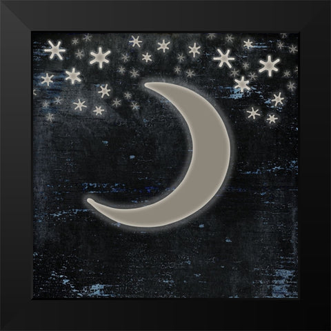 Good Night Moose2 Surface Pattern 6 Black Modern Wood Framed Art Print by LightBoxJournal