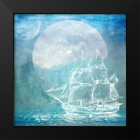 Sailor Away_Ship 1 Black Modern Wood Framed Art Print by LightBoxJournal