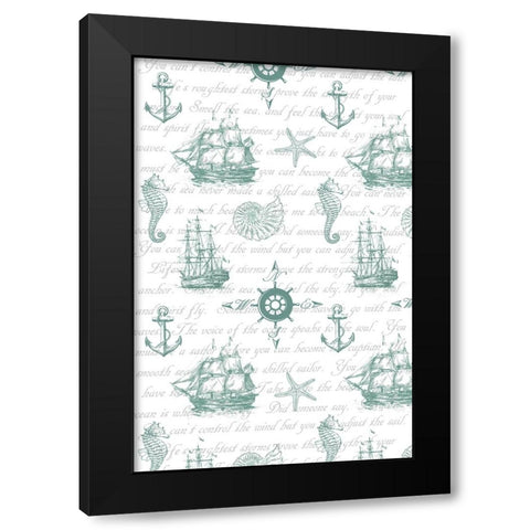 Sailor Away_Surface Pattern 1 Black Modern Wood Framed Art Print with Double Matting by LightBoxJournal