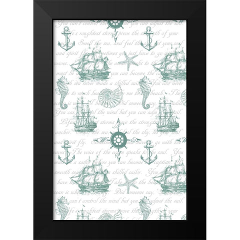 Sailor Away_Surface Pattern 1 Black Modern Wood Framed Art Print by LightBoxJournal