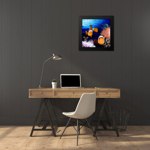 Sea Creatures_Clown Fish Black Modern Wood Framed Art Print by LightBoxJournal