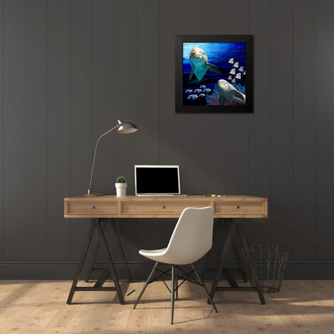 Sea Creatures_Dolphines 2 Black Modern Wood Framed Art Print by LightBoxJournal