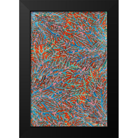 Sea Creatures_Surface Pattern 2 Black Modern Wood Framed Art Print by LightBoxJournal