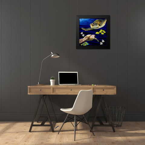 Sea Creatures_Turtle 2 Black Modern Wood Framed Art Print by LightBoxJournal
