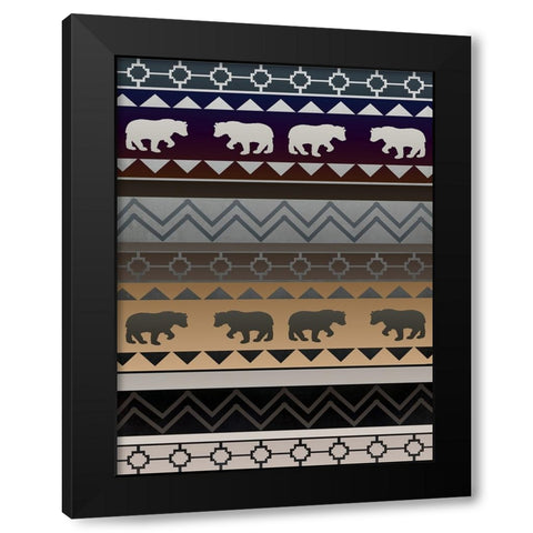 Bear Pattern Sunset Gradient Black Modern Wood Framed Art Print by LightBoxJournal
