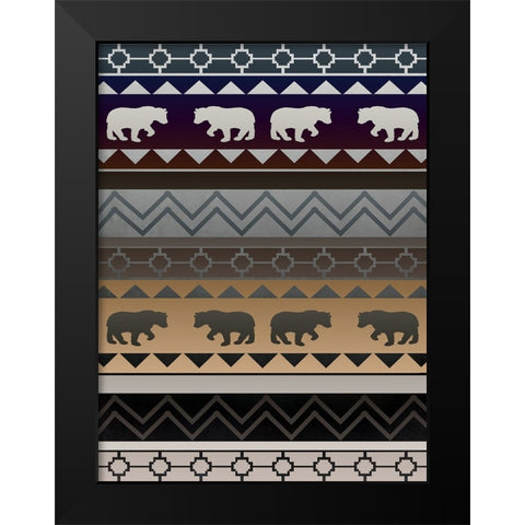 Bear Pattern Sunset Gradient Black Modern Wood Framed Art Print by LightBoxJournal