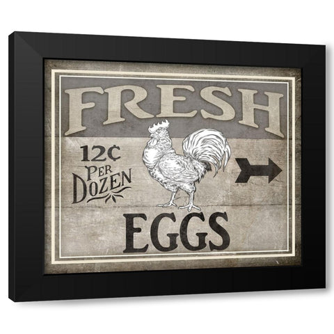 Vintage Farm Sign - Local Farmer - Fresh Eggs Black Modern Wood Framed Art Print with Double Matting by LightBoxJournal