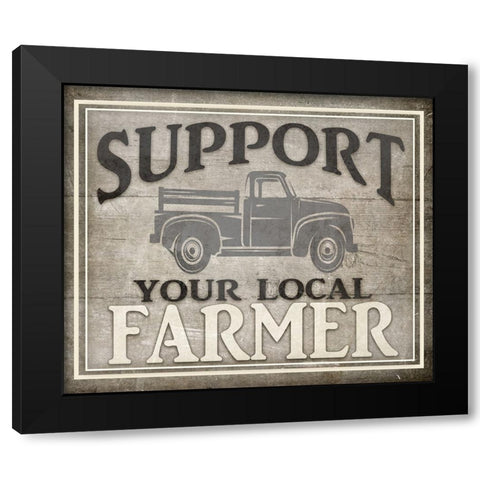 Vintage Farm Sign - Local Farmer Black Modern Wood Framed Art Print by LightBoxJournal