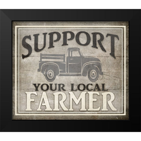 Vintage Farm Sign - Local Farmer Black Modern Wood Framed Art Print by LightBoxJournal