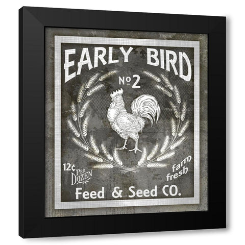 Farm Sign_Early Bird Black Modern Wood Framed Art Print by LightBoxJournal