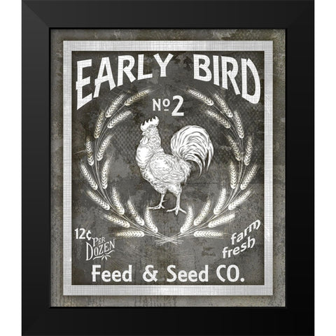 Farm Sign_Early Bird Black Modern Wood Framed Art Print by LightBoxJournal
