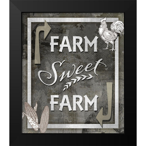 Farm Sign_Farm Sweet Farm 1 Black Modern Wood Framed Art Print by LightBoxJournal