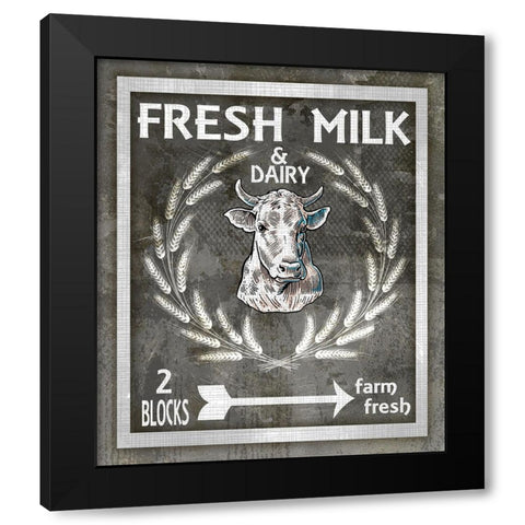 Farm Sign_Fresh Milk 1 Black Modern Wood Framed Art Print by LightBoxJournal