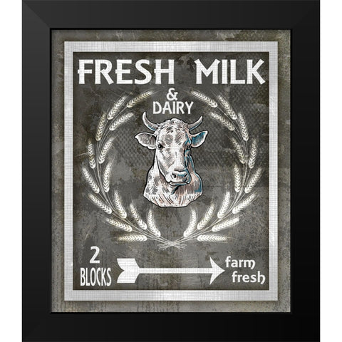 Farm Sign_Fresh Milk 1 Black Modern Wood Framed Art Print by LightBoxJournal