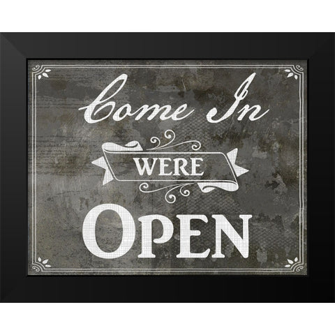 Farm Sign_Open Black Modern Wood Framed Art Print by LightBoxJournal