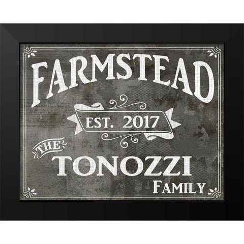 Farm Sign_Personalized Family Sign Black Modern Wood Framed Art Print by LightBoxJournal