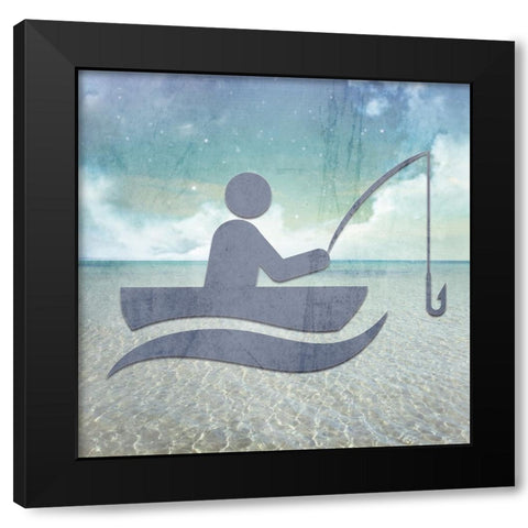 Signs_Fishing Black Modern Wood Framed Art Print by LightBoxJournal