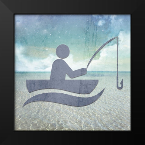 Signs_Fishing Black Modern Wood Framed Art Print by LightBoxJournal