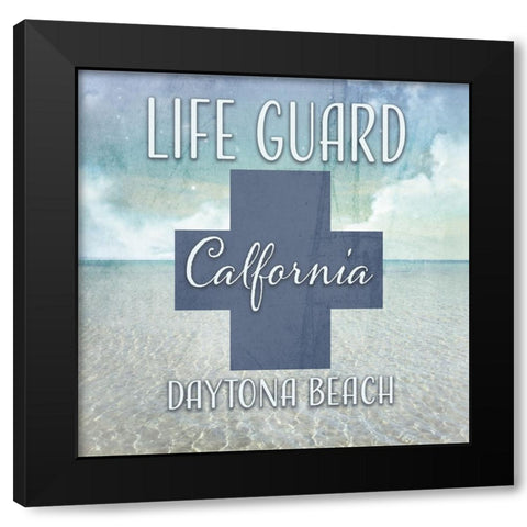 Signs_Icons_LifeGuard_Personalized Black Modern Wood Framed Art Print by LightBoxJournal