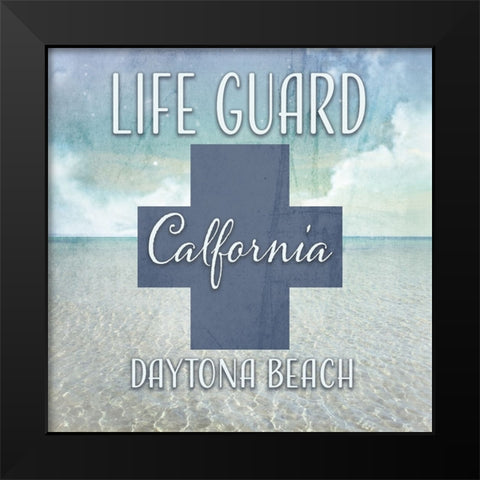 Signs_Icons_LifeGuard_Personalized Black Modern Wood Framed Art Print by LightBoxJournal