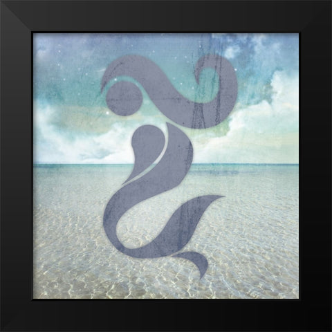 Signs_Mermaid Black Modern Wood Framed Art Print by LightBoxJournal