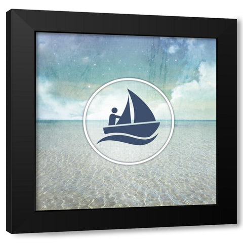 Signs_SeaLife_Boater2 Black Modern Wood Framed Art Print by LightBoxJournal