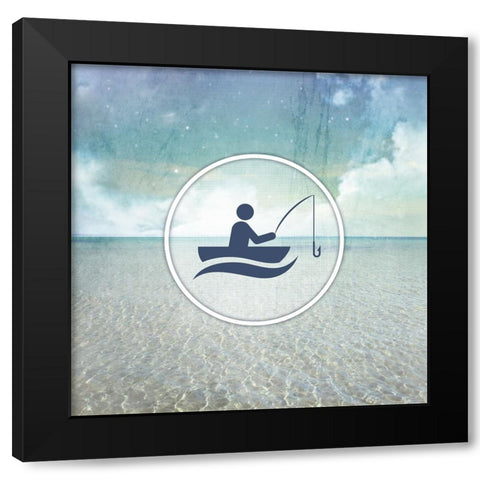 Signs_SeaLife_Fishing Black Modern Wood Framed Art Print by LightBoxJournal