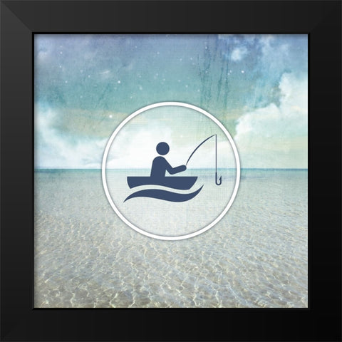 Signs_SeaLife_Fishing Black Modern Wood Framed Art Print by LightBoxJournal