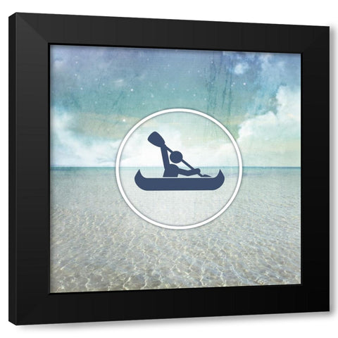 Signs_SeaLife_Kayaker Black Modern Wood Framed Art Print by LightBoxJournal
