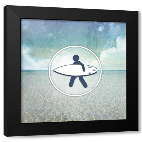 Signs_SeaLife_Surfer Black Modern Wood Framed Art Print with Double Matting by LightBoxJournal
