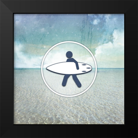 Signs_SeaLife_Surfer Black Modern Wood Framed Art Print by LightBoxJournal