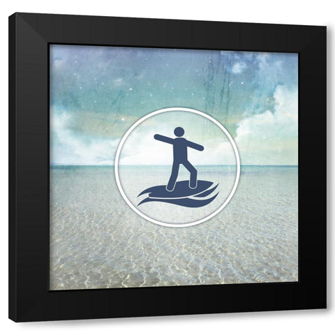 Signs_SeaLife_Surfer2 Black Modern Wood Framed Art Print by LightBoxJournal