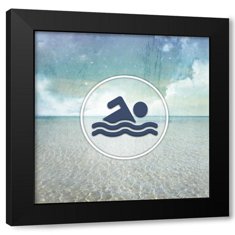 Signs_SeaLife_Swimmer Black Modern Wood Framed Art Print with Double Matting by LightBoxJournal