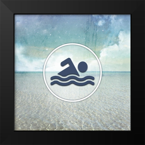 Signs_SeaLife_Swimmer Black Modern Wood Framed Art Print by LightBoxJournal