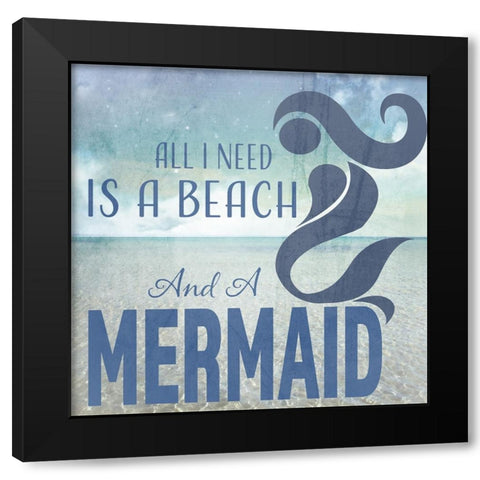Signs_SeaLife_Typography_BeachAndAMermaid Black Modern Wood Framed Art Print with Double Matting by LightBoxJournal