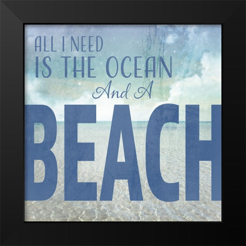 Signs_SeaLife_Typography_OceanAndBeach Black Modern Wood Framed Art Print by LightBoxJournal