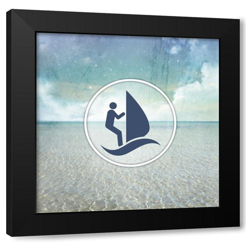 Signs_SeaLife_WindSurfer Black Modern Wood Framed Art Print with Double Matting by LightBoxJournal