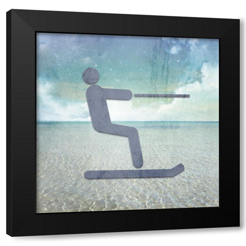 Signs_Skiier Black Modern Wood Framed Art Print with Double Matting by LightBoxJournal