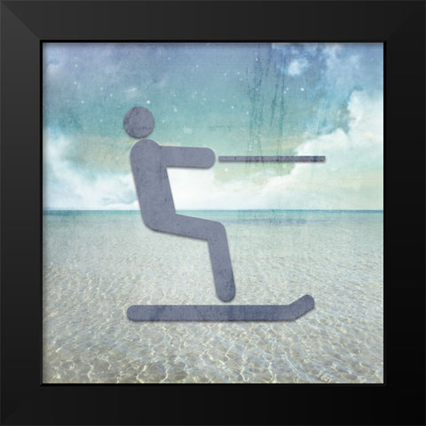 Signs_Skiier Black Modern Wood Framed Art Print by LightBoxJournal