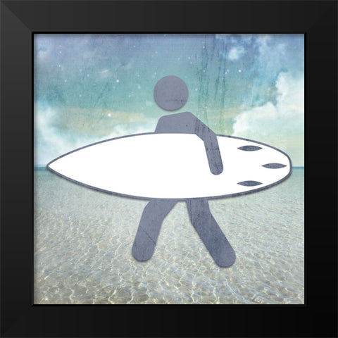 Signs_Surfer Black Modern Wood Framed Art Print by LightBoxJournal