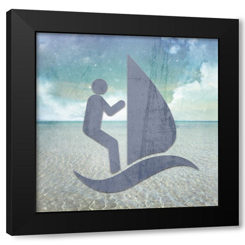Signs_WindSurfer Black Modern Wood Framed Art Print with Double Matting by LightBoxJournal