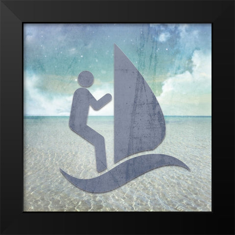 Signs_WindSurfer Black Modern Wood Framed Art Print by LightBoxJournal