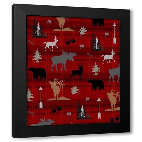 Wildlife Pattern 05 Black Modern Wood Framed Art Print by LightBoxJournal
