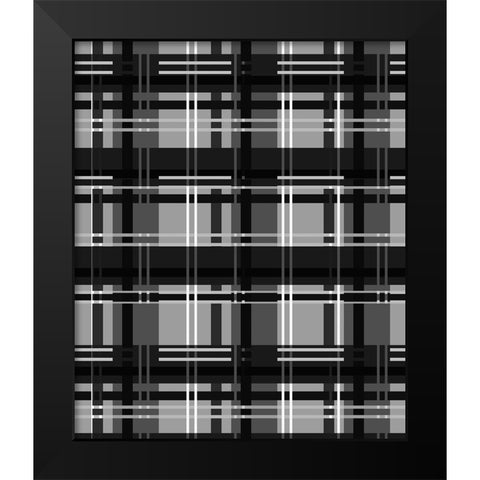 Minimalist Black and Whit Plaid 04 Black Modern Wood Framed Art Print by LightBoxJournal
