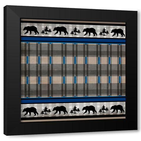 Blue Bear Lodge Pattern 6 Black Modern Wood Framed Art Print with Double Matting by LightBoxJournal